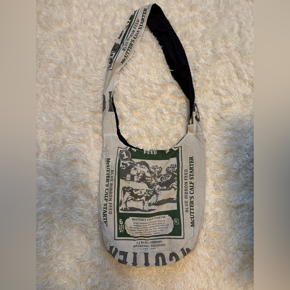 NWT flour sack crossbody cow bag